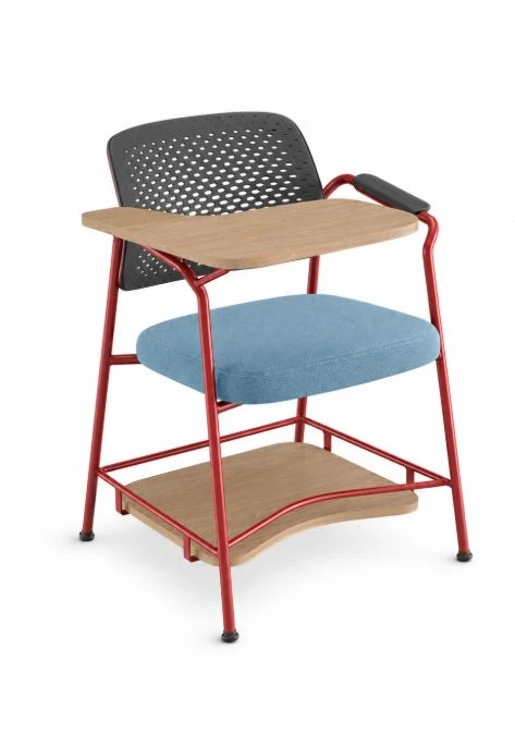 Poltrona Fixa 51106 Estrutura Palito, Encosto em Plástico, Frame Preto, com Braços, com Prancheta Dobrável e Deslizante, com Porta-Livros - ESTRUTURA COLORIDA