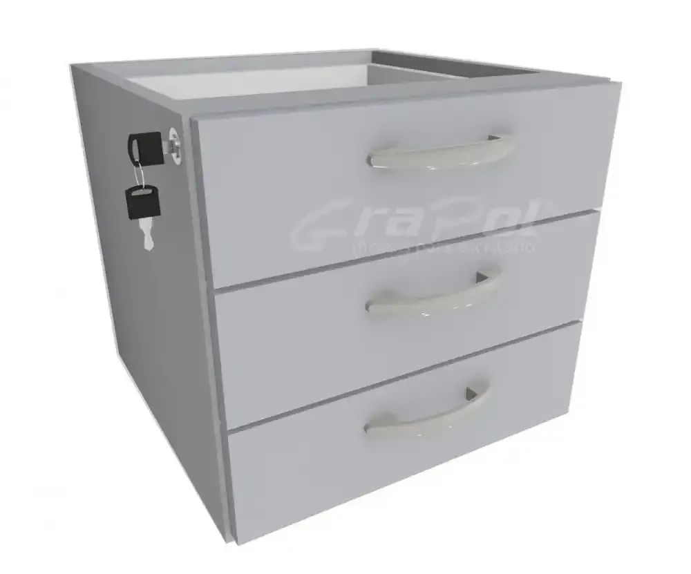 Gaveteiro Fixo com 3 Gavetas Normais 15mm - 400mm X 410mm X 380mm – Com Fundo