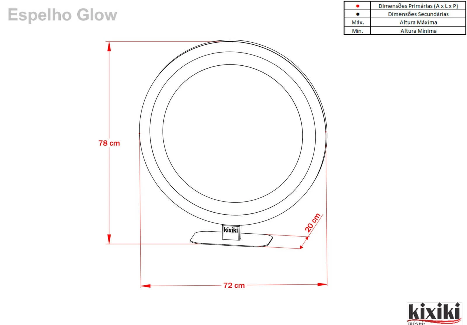 Espelho Glow - Com Base