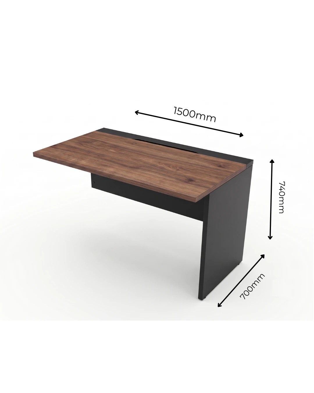 Mesa Plataforma Módulo Simples - Complemento - Tampo e Pé Painel de MDP 25MM - Duto para Passagem do Cabeamento - 1500mm X 700mm X 740mm.