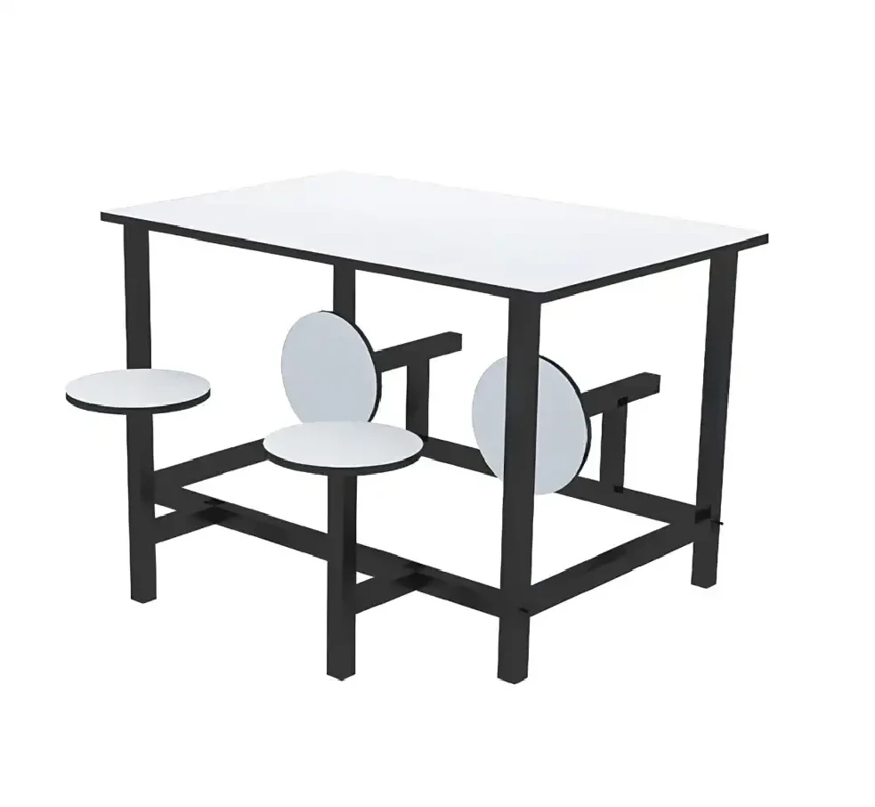 Mesa para refeitório com banco escamoteável adulto 4 lugares. Tampo MDF 15mm revestido em melamínico - C1200 x P800 x A750mm - DUS