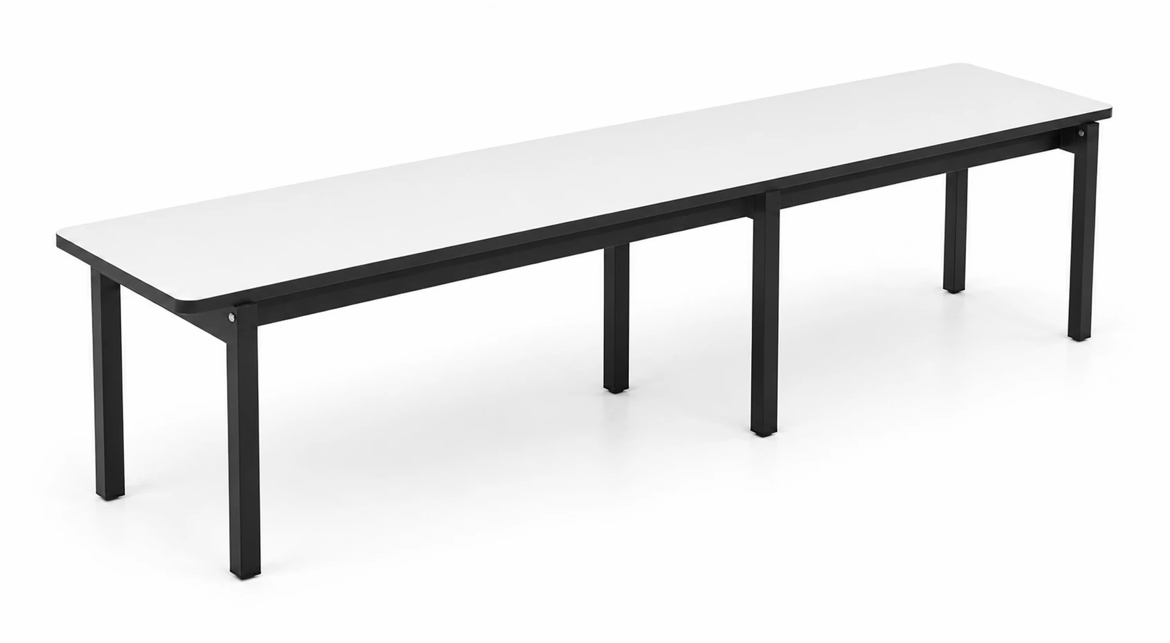 Banco Refeitório 2700x300x420 mm | MDF 15 mm Revestido em Fórmica | Estrutura Tubular 20x40 mm | 6 Pés