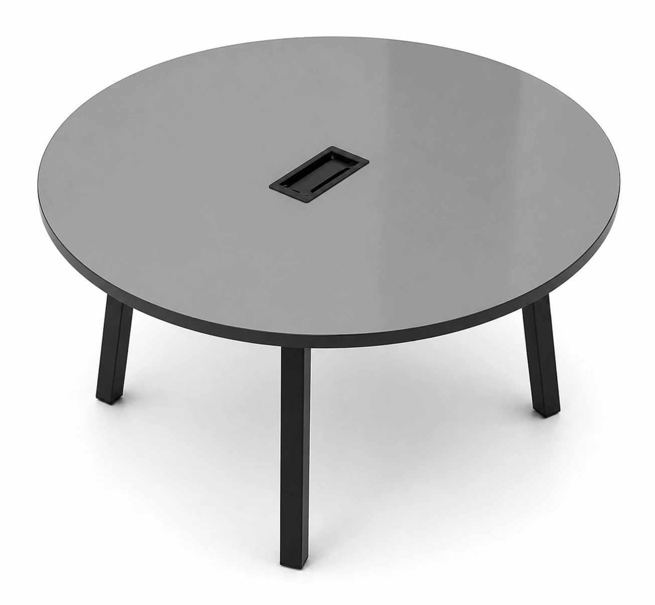 MESA DE REUNIÕES REDONDA PÉ METAL COM CONECTIVIDADE ABS - TAMPOS EM MDP-BP 25MM COM BORDA DE 2MM. - 1800mm X 735mm X 1800mm - Linha M-Corp - Móveis Motiva