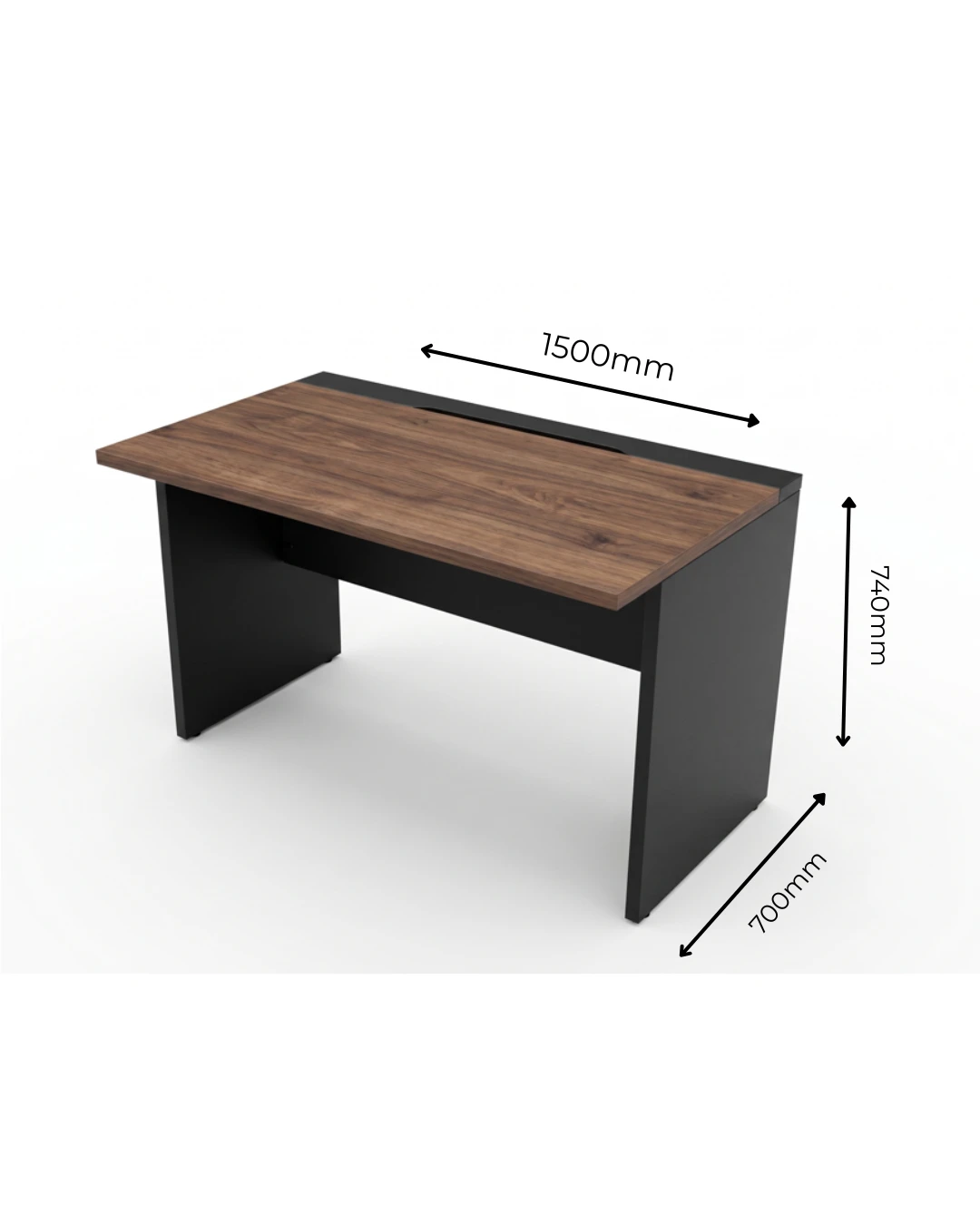 Mesa Plataforma Base Simples - Inicial- Tampo e Pé Painel de MDP 25MM - Duto para Passagem do Cabeamento - 1500mm X 700mm X 740mm.