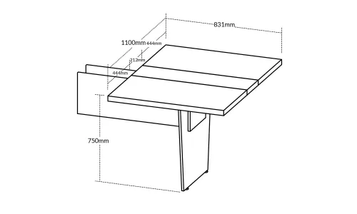 Módulo central de mesa de reunião y37 para Escritório com Caixa de Tomada e Acabamento Amadeirado - 831 x 1100 x 750 mm