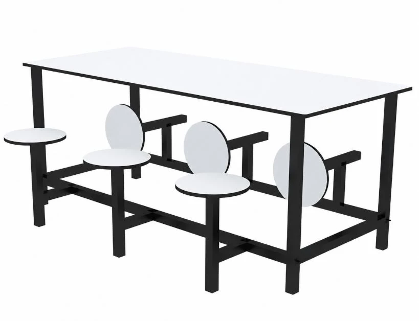 Mesa para refeitório com banco escamoteável adulto 6 lugares. Tampo MDF 15mm revestido em melamínico - C1800 x P800 x A750mm - DUS