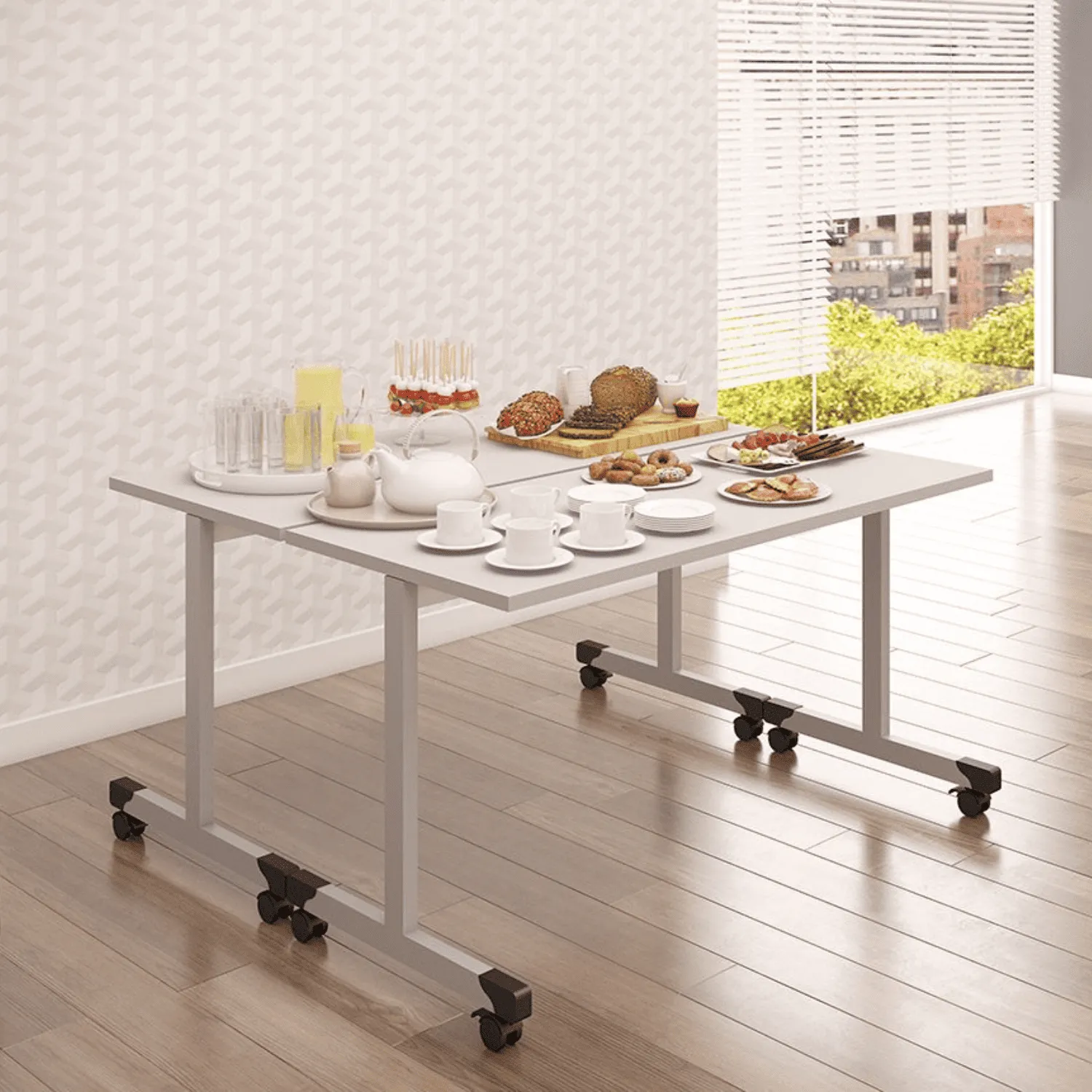 MESA DE TREINAMENTO COM TAMPO ESCAMOTEÁVEL - 1600mm x 735mm x 600mm - 25mm - Linha M-office - Móveis Motiva