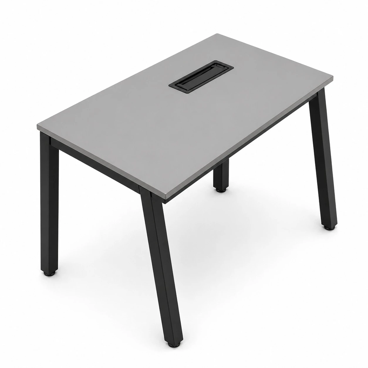 PLATAFORMA PÉ METAL SIMPLES TRAPÉZIO COM CAIXA DE CONECTIVIDADE EM ABS - COM TOTAL DE 1 LUGAR  - TAMPOS EM MDP-BP 25MM COM BORDA DE 2MM. - 1600MM X 735MM X 700MM - LINHA M-CORP - MÓVEIS MOTIVA