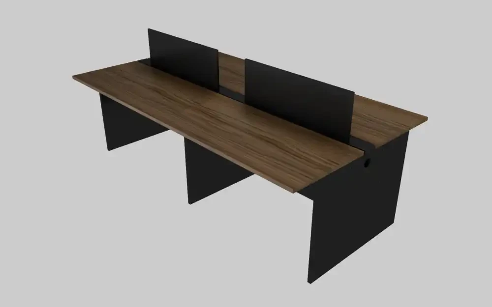Plataforma de Trabalho com Total de 4 Lugares. 2 Lugares + 2 Lugares Frente a Frente - Saia Dupla Para Passagem do Cabeamento - Tampo 25mm - 2000mm X 1320 X 740mm.