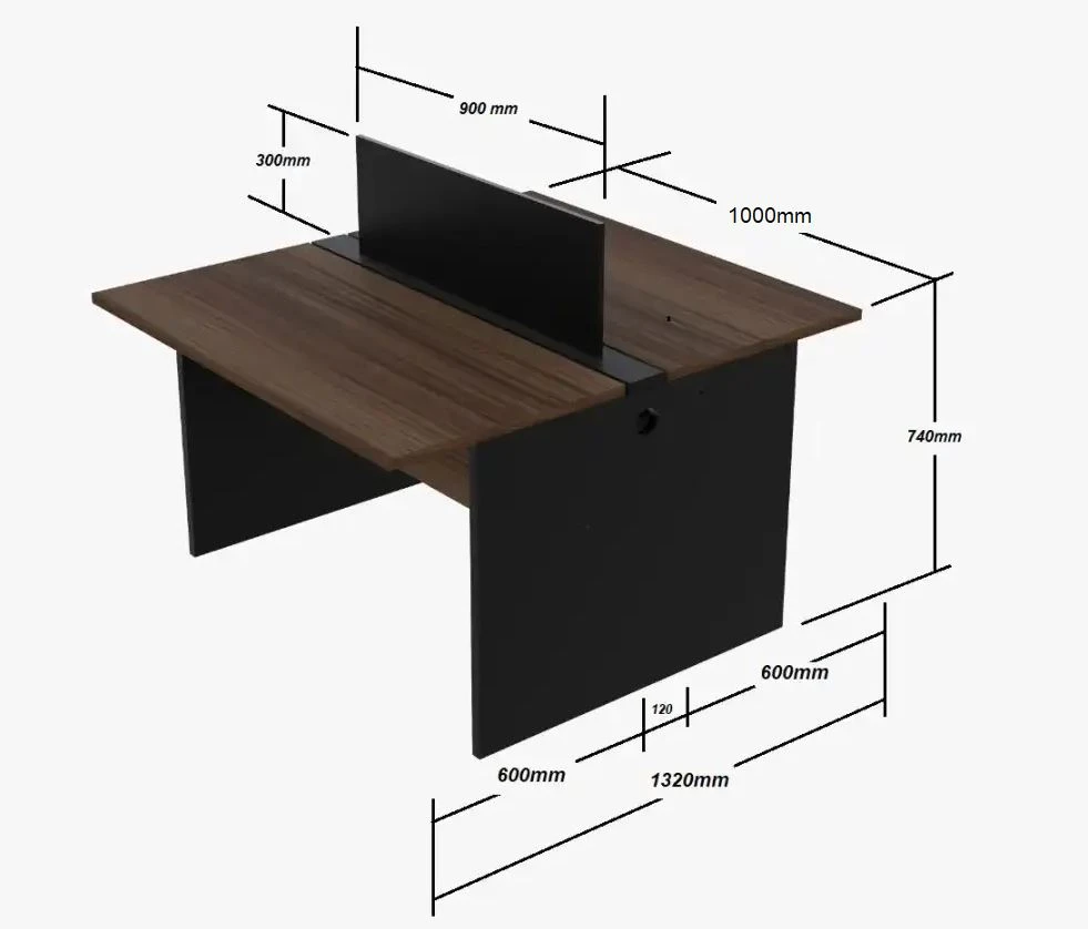 Mesa Plataforma Inicial - Tampo e Pé Painel de MDP 25MM - Painel Divisor - Saia Dupla Para Passagem do Cabeamento - 1000mm X 1320 X 740mm.
