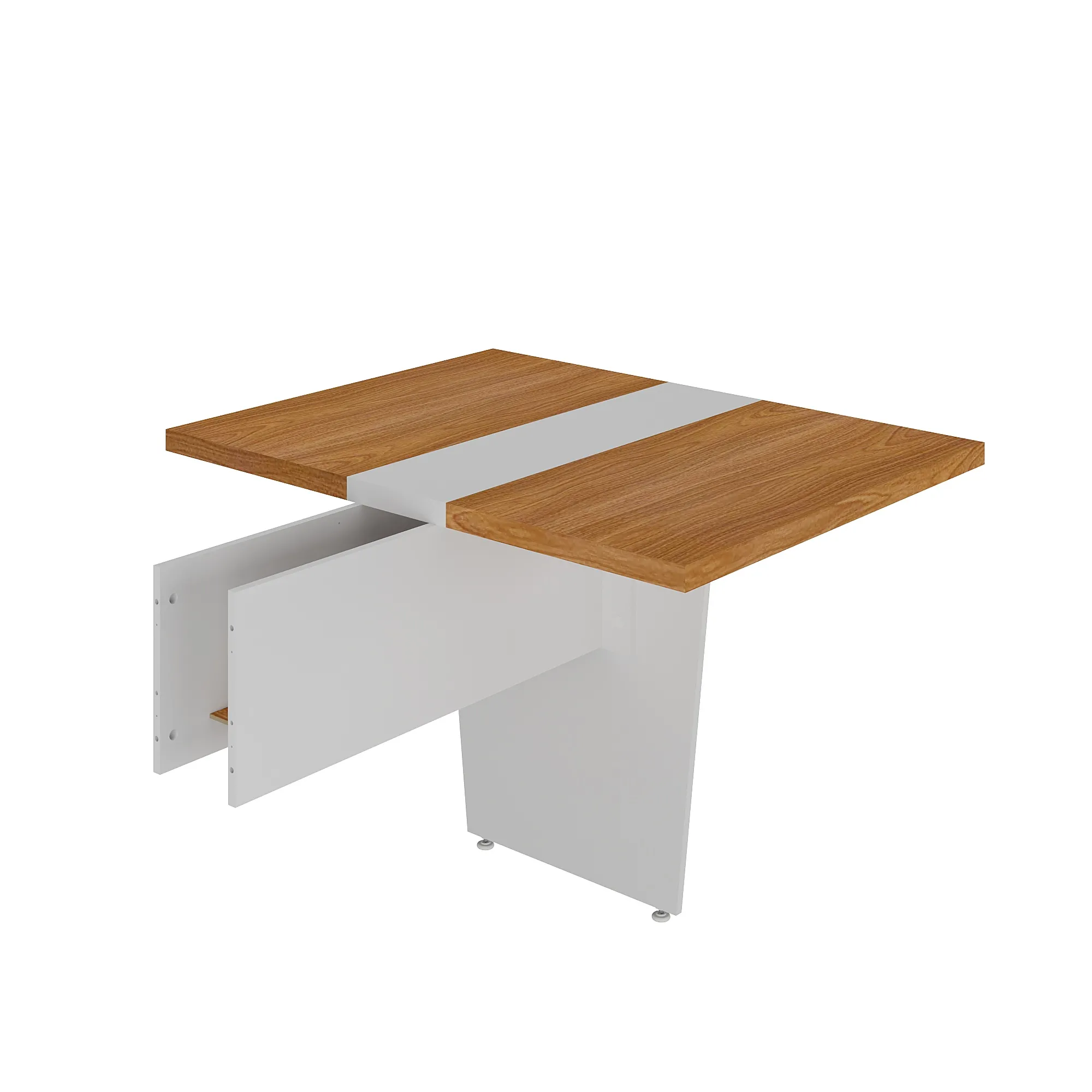 Módulo central de mesa de reunião y37 para Escritório com Caixa de Tomada e Acabamento Amadeirado - 831 x 1100 x 750 mm