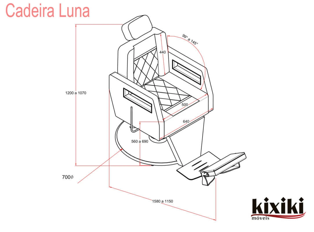 Cadeira de Maquiagem Luna - Sistema de reclínio - Com cabeçote - Kixiki Móveis