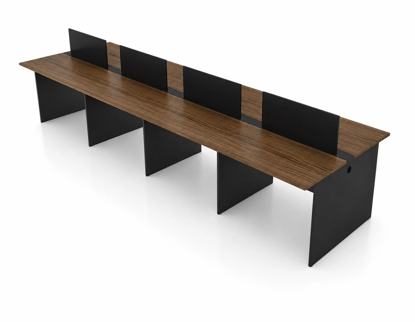 Plataforma de Trabalho com Total de 8 Lugares. 4 Lugares + 4 Lugares Frente a Frente - Saia Dupla Para Passagem do Cabeamento - Tampo 25mm - 4800mm X 1320 X 740mm
