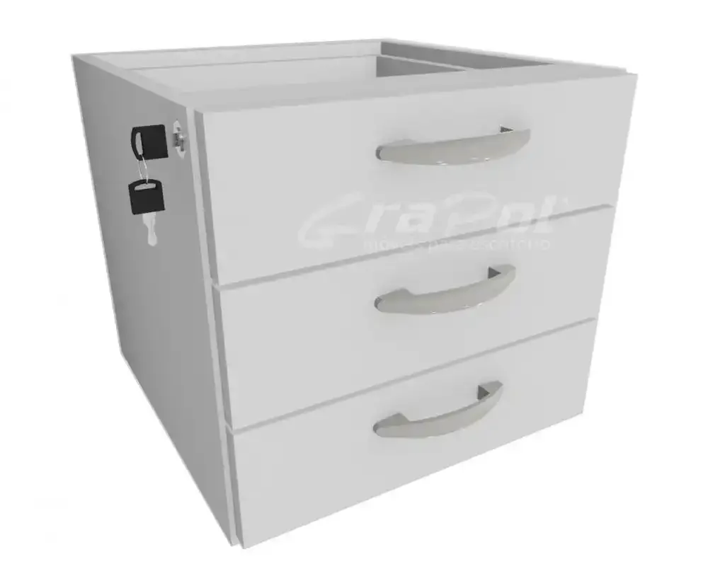 Gaveteiro Fixo com 3 Gavetas Normais 15mm - 400mm X 410mm X 380mm – Com Fundo